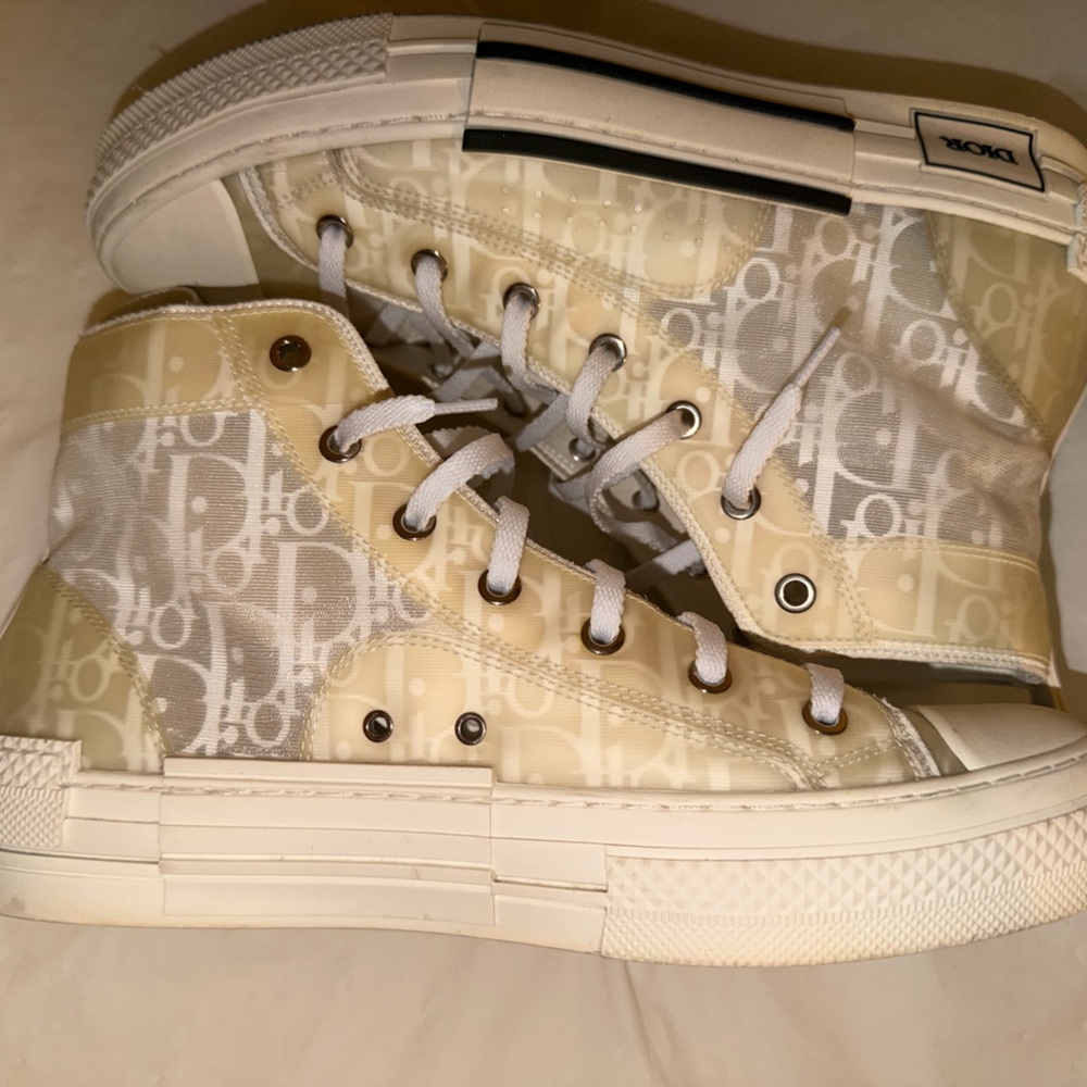 Dior Oblique High-Top Sneakers | Cream / Beige | Authentic Men Size 9